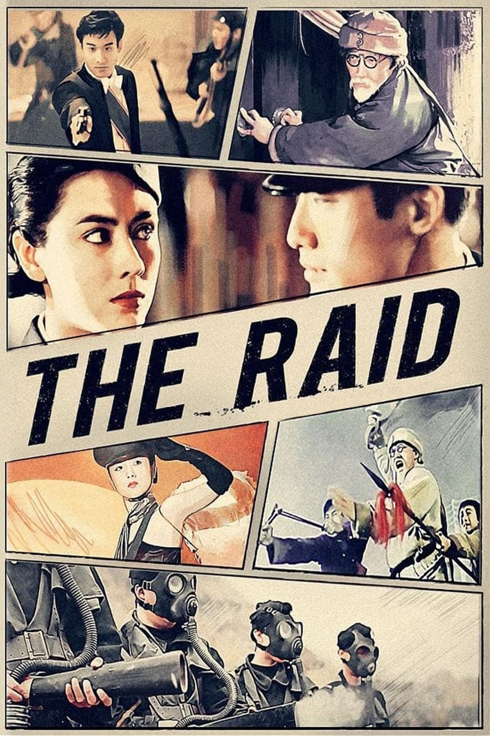 A comic book-style poster for the 1991 movie The Raid