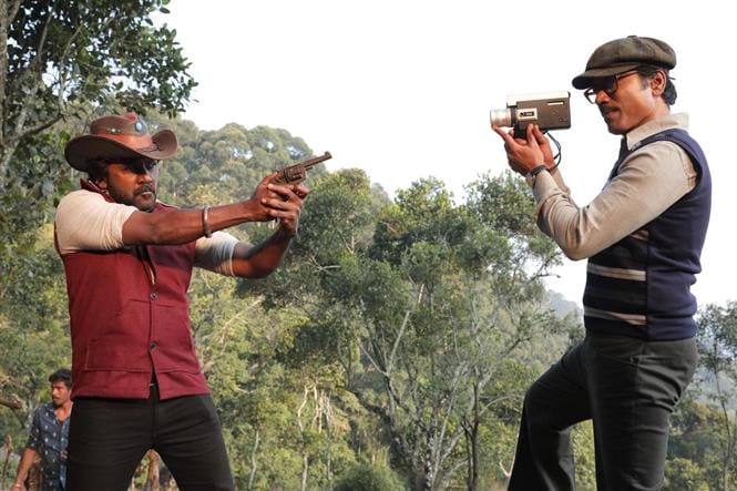 In Jigarthanda DoubleX, S.J. Suryah points a camera at Raghava Lawrence, who in turn is pointing a gun back at Suryah